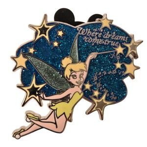 DISNEY Tinker Bell Where Dreams Come True Glitter Star Enamel Pin‎